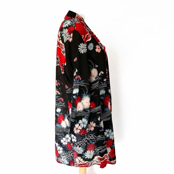 Citron Santa Monica Black Floral Silk Kimono Jacket – EUC – L/XL – MSRP $289 - Picture 5 of 15